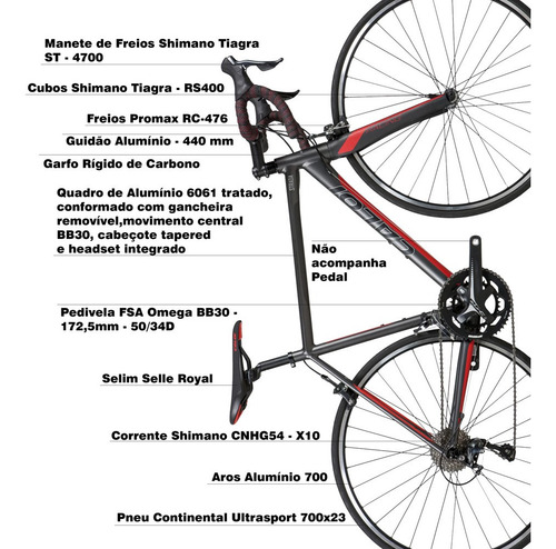 Bicicleta Strada Racing 700 M 20v Quadro 51 Grafite - Caloi