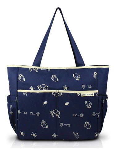 Bolsa Com Trocador Para Maternidade Abc15001-bg-az Tropical Cor Azul escuro - ABC15001-AZ-BG Desenho do tecido Animais