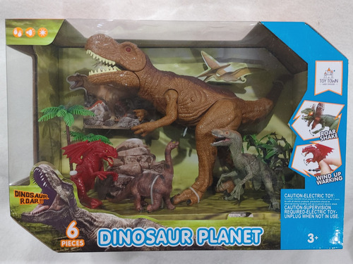 T-rex Dinosaur Planet Muñeco Juguete 30x40cms Set 6pzas