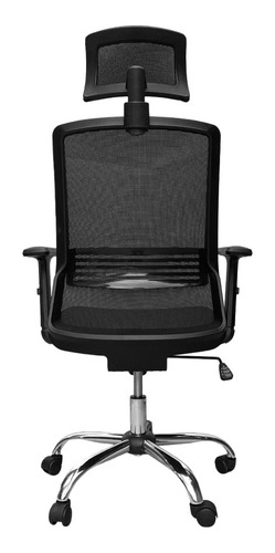 Imagen 4 de 5 de Silla de escritorio Form Design Cuba alta brazo reg y cabecero negra con tapizado de mesh