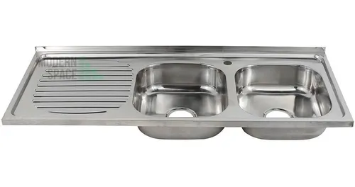 Lavaplatos Doble Sobreponer Acero Inox 120x50cm, Secador D/i