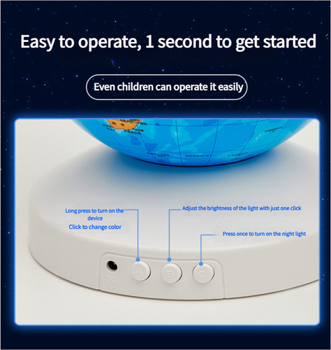 Hjq Projetor Smart Globe De 14 Cm, 6 Mapas, 3 Luzes,