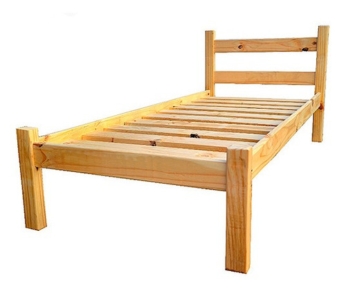 Cama 1plaza   Pino Macizo Sin Lustre Via Confort