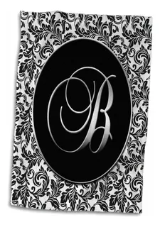 3d Rose Letter B-black And White Damask Twl_38751_1 Toa...