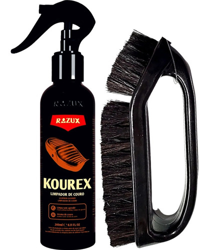 Limpa Couro Spray Banco Kourex Razux + Escova Macia Detailer