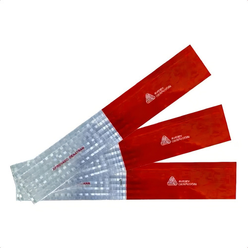 Kit 6 Faixa Refletiva Sinalização 30 X 5cm Caminhão Onibus Cor Vermelho E Branco Direito