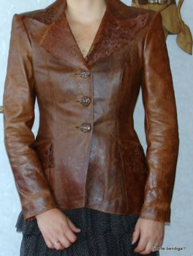 Chaqueta Cuero Exclusiva Christian Lacroix Francia T40/m