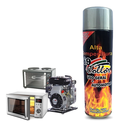 Tinta Spray Alta Temperatura Alumínio 400ml Forno Motores