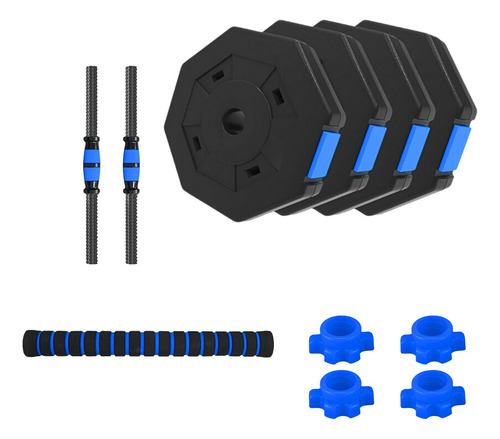 Set De Mancuernas 30kg Ajustable Pvc Color Azul