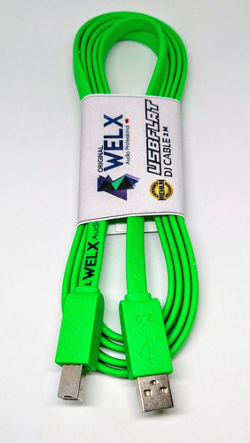 Imagen 4 de 10 de Cable Welx Audio Usb Flat Type B 2 Metros Palermo