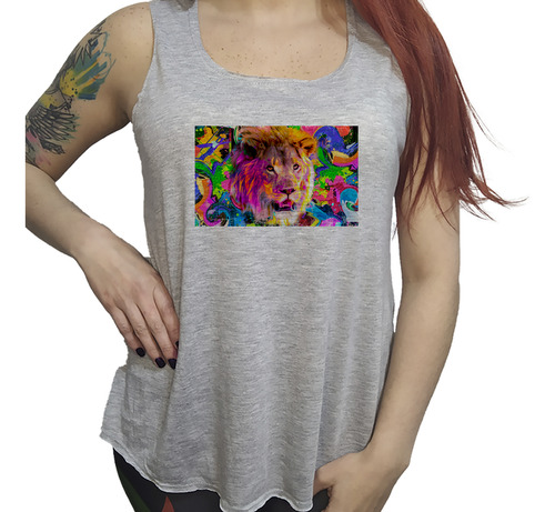 Musculosa Dama Arte Callejero Leon Varios Colores M1