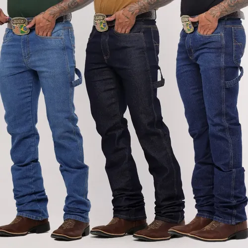 Kit 3 Calça Country Muladeira Carpinteira Masculina Rodeio