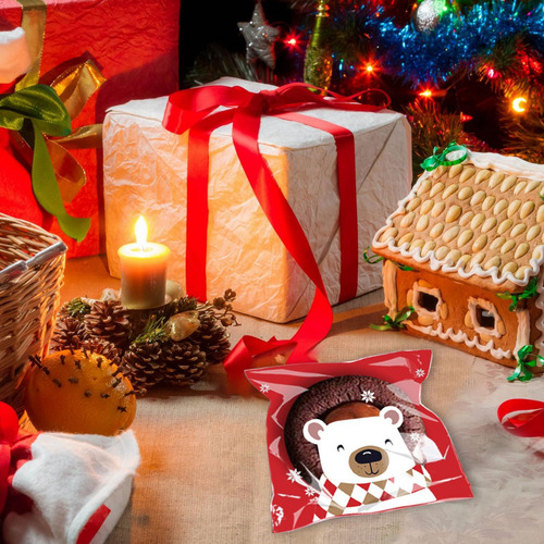 Bolsas De Regalo De Celofán De Navidad 100 Bolsas De Celofán