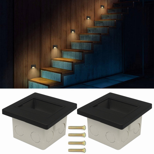 2 Lampara Led Escalera Pared Cortesía Empotrable Foco 1.5w