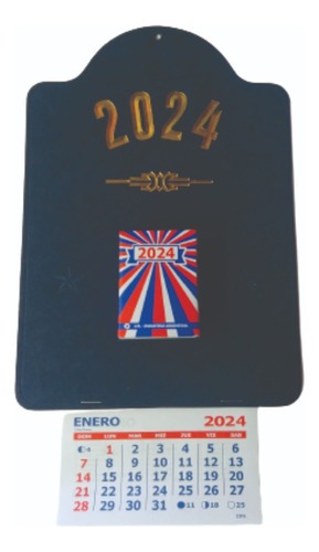 Almanaque Felpa Oro Calendario Con Taco Y Mensual 24 X 33cm.