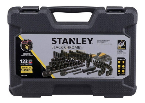 Stanley Juego De Dados Cromado Negro 123 Piezas Xtreme C