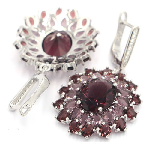Imagen 2 de 2 de Aretes Redondos Con Amatistas Plata Laminada .925