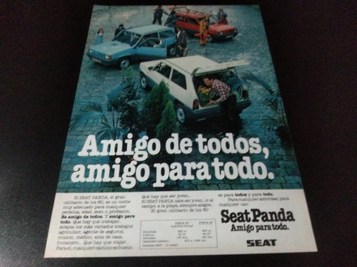 (pa607) Publicidad Clipping Seat Panda * 1980