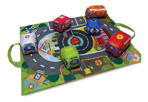 Alfombra Anti Golpes Bebes Bolso Pista Carreras 9 Autitos
