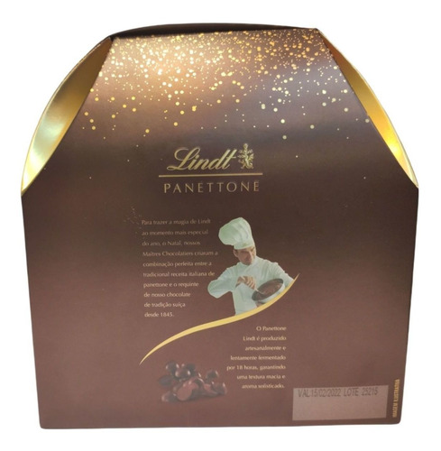 Imagem 4 de 4 de 8x Panettone Importado Duplo Chocolate Lindt 400g + Avelã