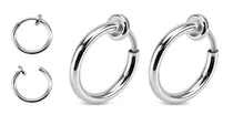 Comprar 2 Piercing Falso  Aros A Presion Nariz Labio Oreja Plateado Acero Quirurgico  Para Usar Sin Perforacion  Fake Piercing