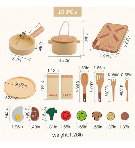 Set De Cocina Para Niños, Accesorios De Cocina De Madera, Ni