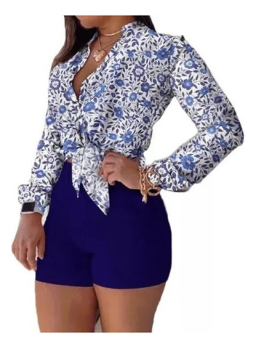 Conjunto De Camisa Y Pantalón Corto Con Estampado Floral