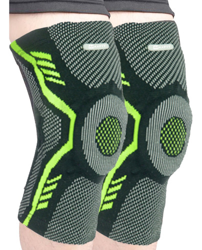 Par Rodillera Deportiva Compresión Y Protección Maxfit/hx930 Color Verde Talla S