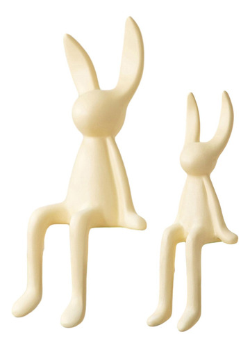 Set De 2 Figuras De Conejo Sentado De Cerámica Con Forma De