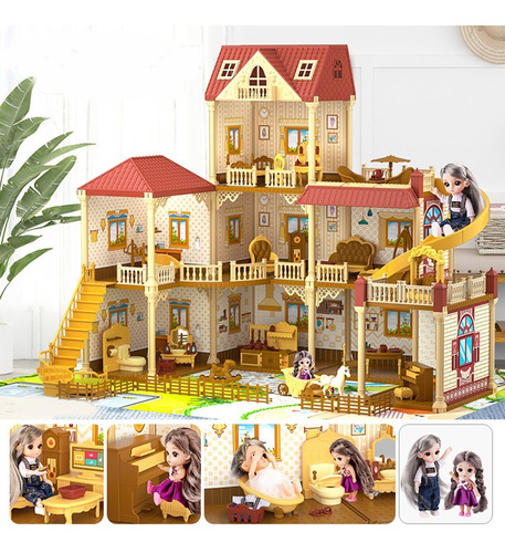 Casa De Muñecas Grande Con Muebles Para Barbie Niñas | Meses sin intereses