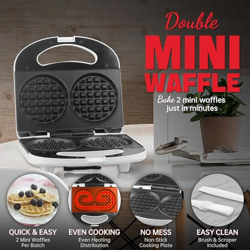 Máquina De Waffles Mini Doble, Fabricante De Chaffles, Wafle