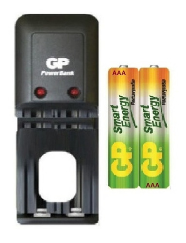 Cargador Gp + 2 Baterías Pilas Recargables Aaa Originales