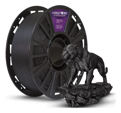 Filamento Pla Preto Velvet 1kg 1,75mm Premium Voolt3d