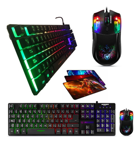 Kit Gamer 3 En 1 Micronics Neon : Teclado + Mouse + Pad