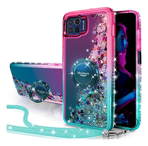 Funda Para  Motorola Moto One 5g Con Glitter Verde