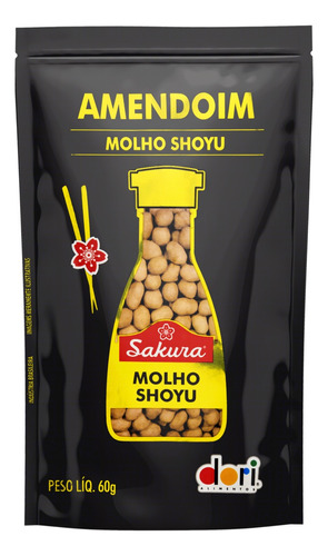 Amendoim Dori com Molho Shoyu Sakura com pele salgado com casca 60 g