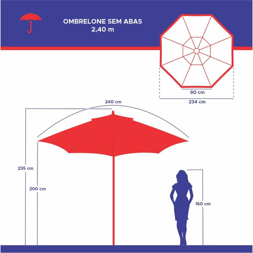 Guarda-sol Grande Sungap Ombrelone Redondo 240 Cm Madeira