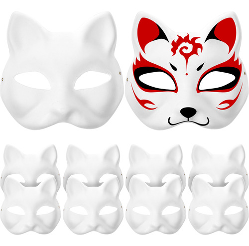 Máscaras De Gato Pintadas, Mascarillas Blancas, 10 Unidades,