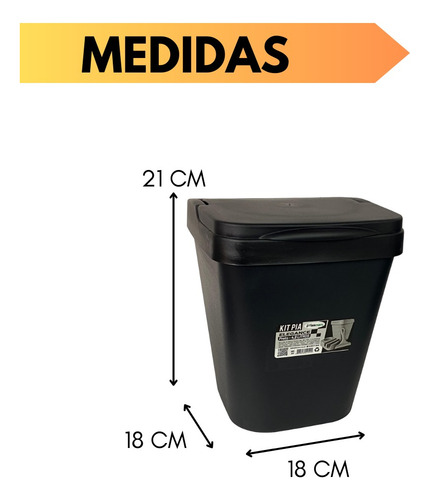 Kit Cozinha 4pçs Porta Detergente Esponja Lixeira 13l E Rodo
