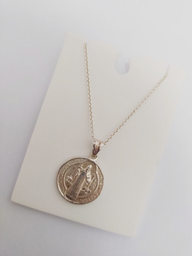 Cadena 50cm Plata 925 + Medalla San Benito 1.6 Cm