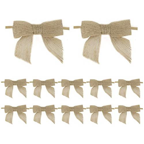 Natural Burlap Bows For Crafts 3 Inch Small Burlap Bows...