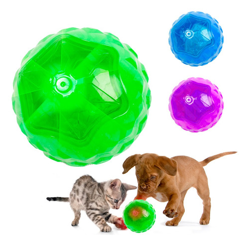 Pelota De Goma Para Perros Luz Led Y Chifle 9 Cm Color Verde