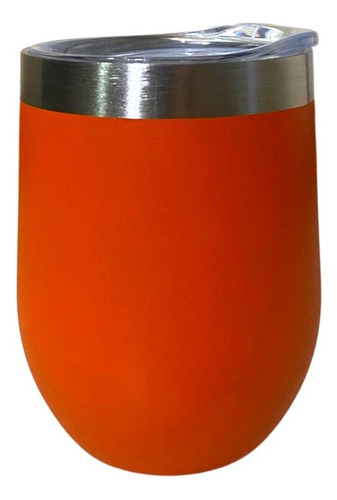 Caneca Copo Térmico Café Cerveja 300 Ml Inox Com Tampa Cor Laranja