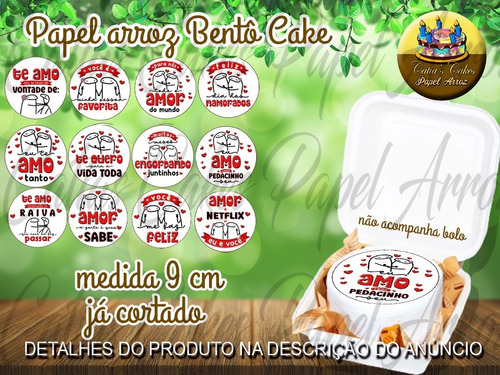 Imagem 1 de 1 de Kit 24 Papel Arroz Flork Bento Cake 9 Cm Dia Dos Namorados 