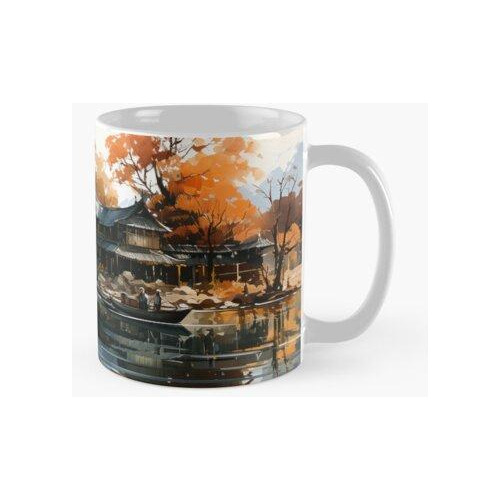 Taza Una Pintura De Una Casa Junto Al Río 032 Calidad Premiu