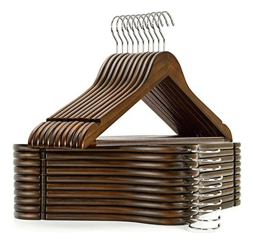 Pack De 20 Perchas De Madera Vintage Amber Home, Con Barra A