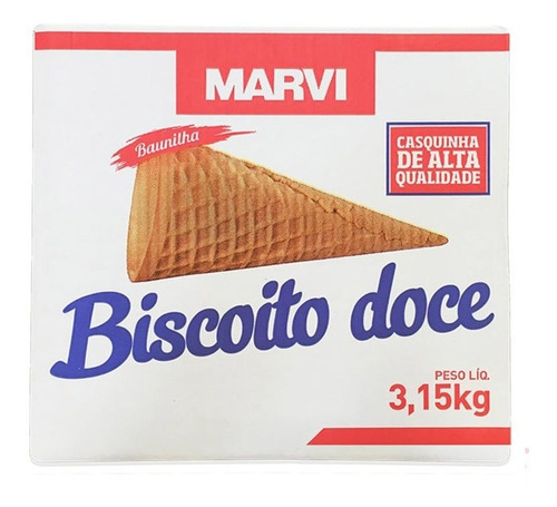 Casquinha Biscoito Doce Marvi Sorvete Ou Cone C/300 Unidades