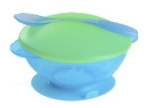 Set Plato Bowl Y Cuchara Para Bebé Nuevo Azul+verde Ultimo