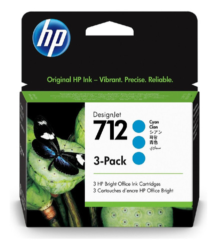 Cartucho De Tinta Hp Desingjet 712 Cian Pack De 3 29ml