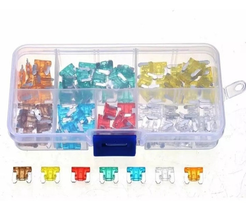 Imagen 2 de 6 de Kit Mini Fusible Electricos 12v Autos Motos 100 Uds